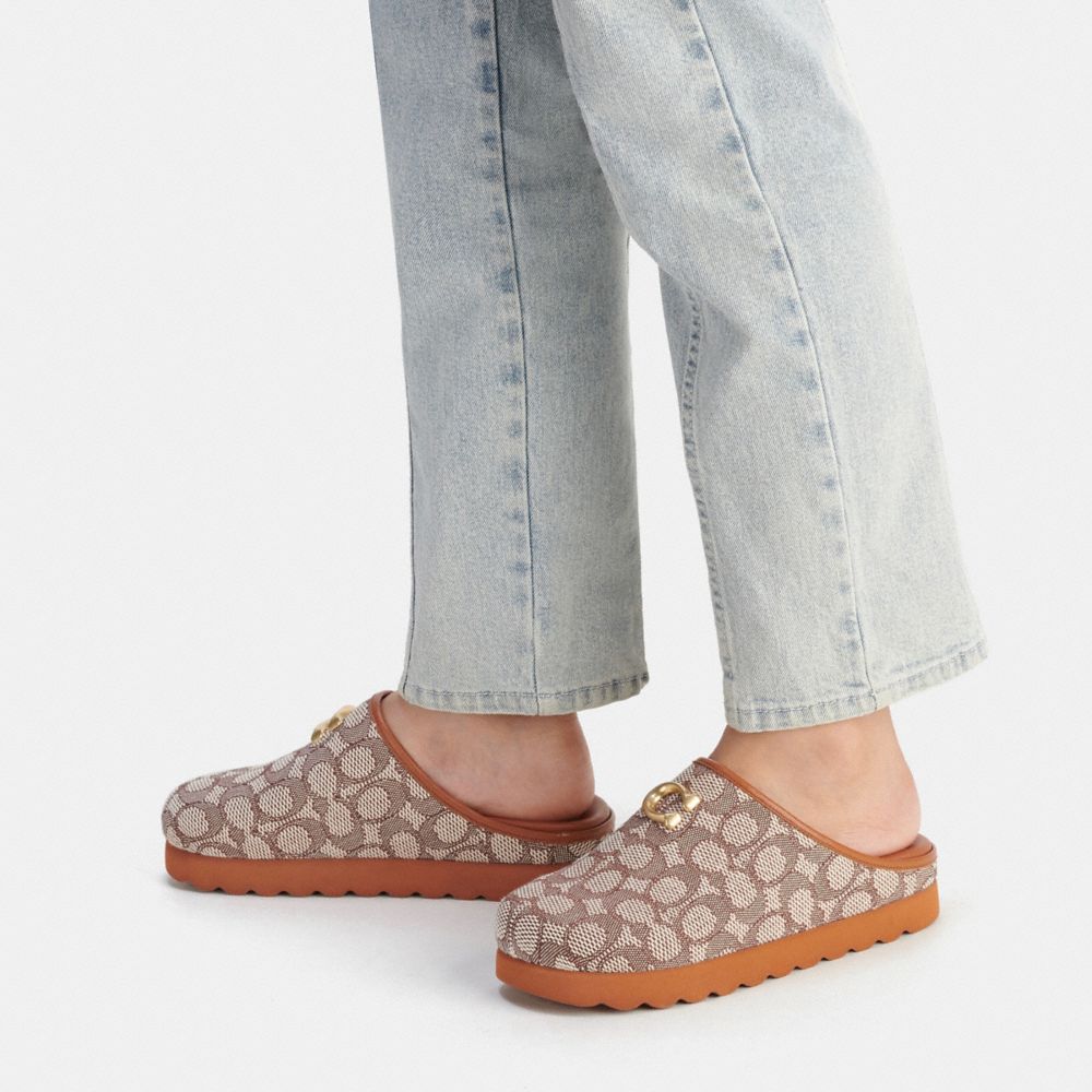 Sandalias COACH® Hadley Slipper In Signature Textile Jacquard Mujer Marrones Gris | COYXL729