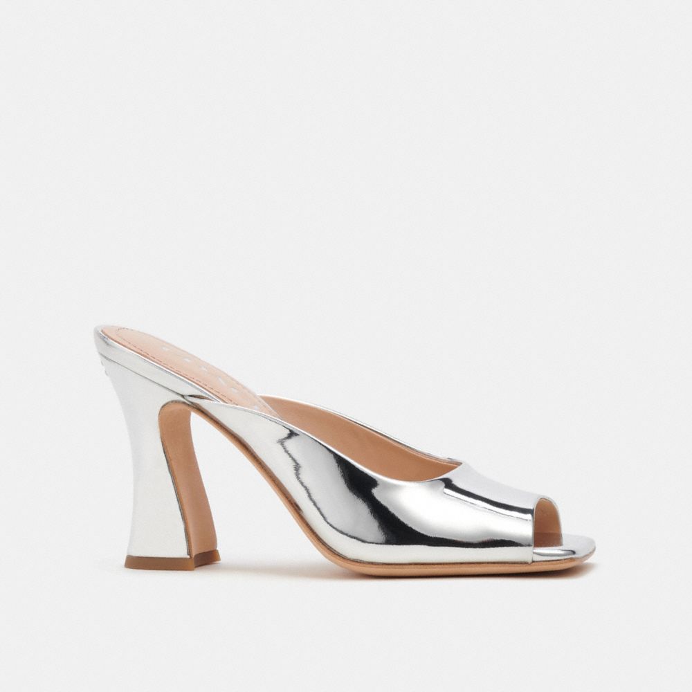 Sandalias COACH® Laurence In Metallic Mujer Plateadas | COQMD723