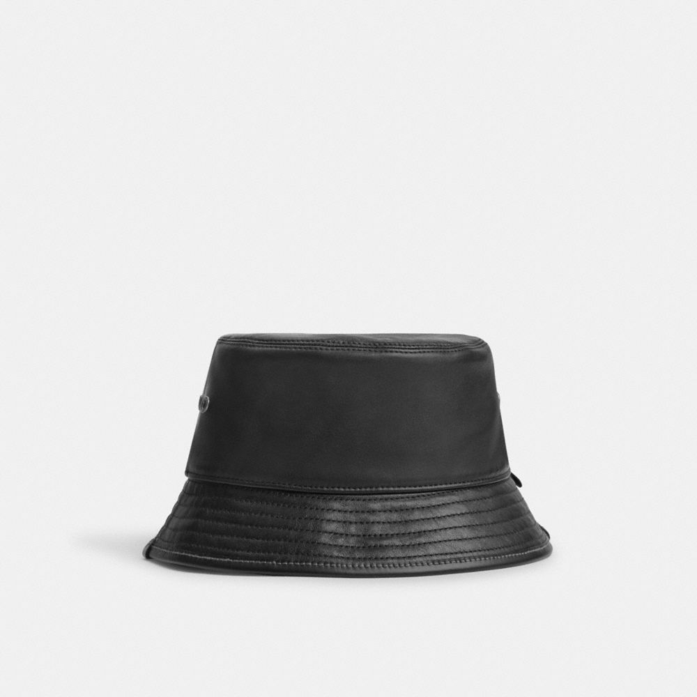 Sombrero COACH® Leather Bucket Mujer Negras | COCTW442