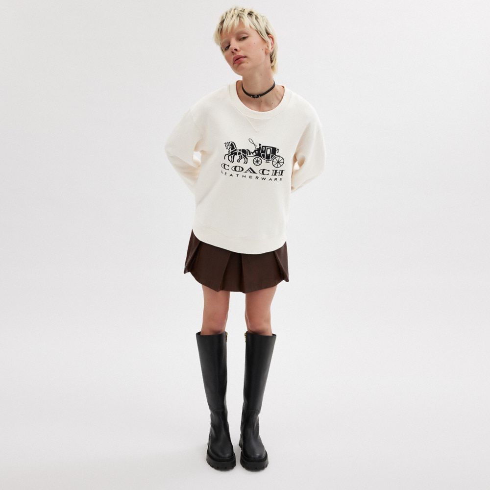 Sudadera COACH® Horse And Carriage Crewneck Mujer Blancas | COMQK593