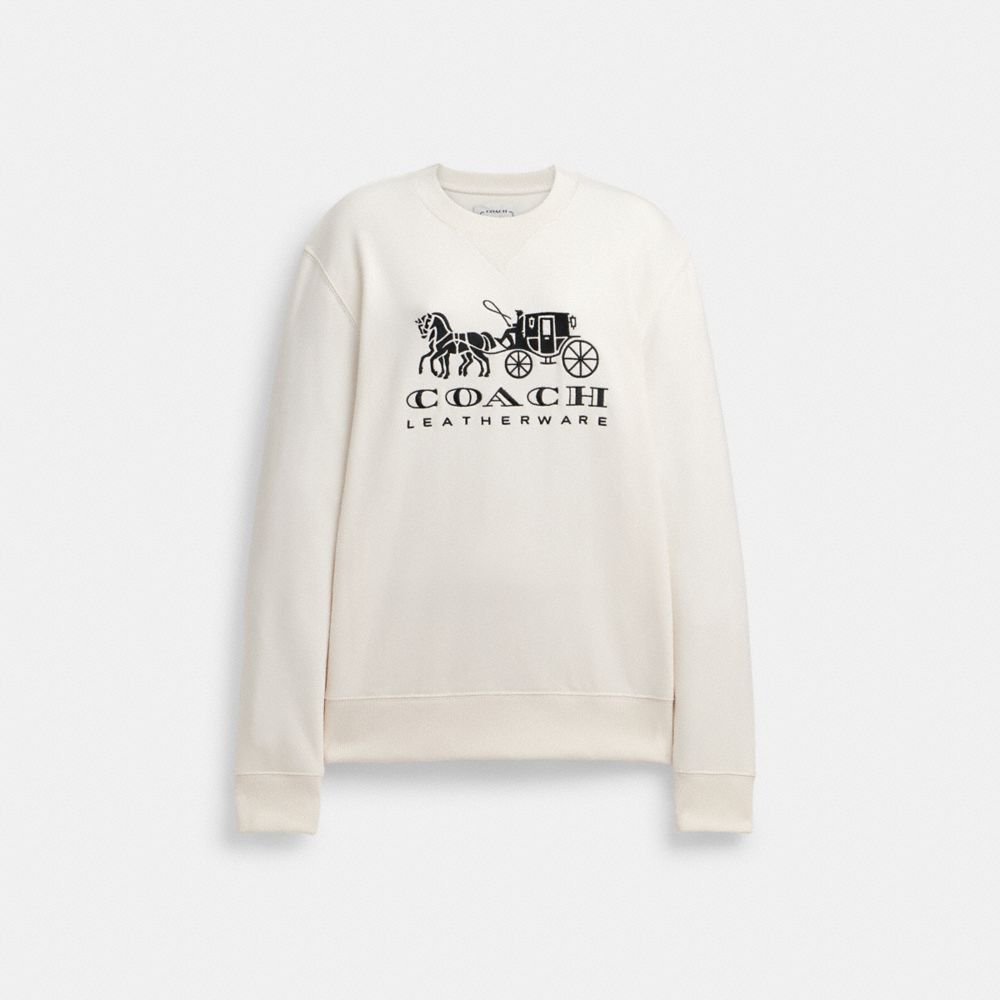 Sudadera COACH® Horse And Carriage Crewneck Mujer Blancas | COMQK593