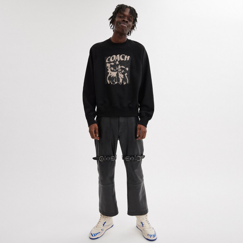 Sudadera COACH® The Lil Nas X Drop Signature Cats Crewneck Mujer Negras | COCTF589