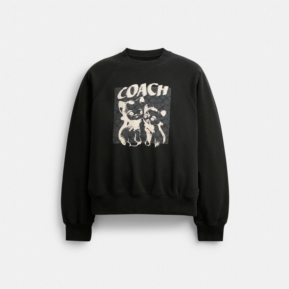 Sudadera COACH® The Lil Nas X Drop Signature Cats Crewneck Mujer Negras | COCTF589