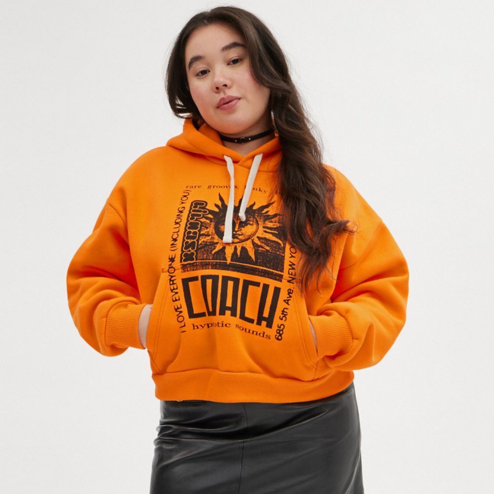 Sudadera con Capucha COACH® The Lil Nas X Drop Cropped Pullover Mujer Naranjas | COFDW658