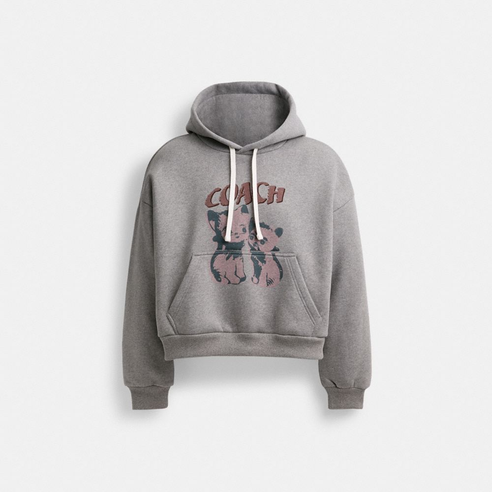 Sudadera con Capucha COACH® The Lil Nas X Drop Cats Cropped Pullover Mujer Gris | CODFE659