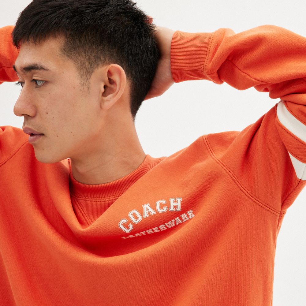 Sudadera con Capucha COACH® Varsity Crewneck Mujer Naranjas | COHAM656