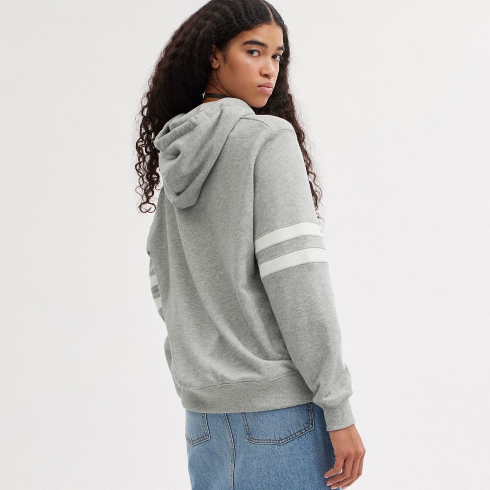 Sudadera con Capucha COACH® Varsity Mujer Gris | COGSQ657