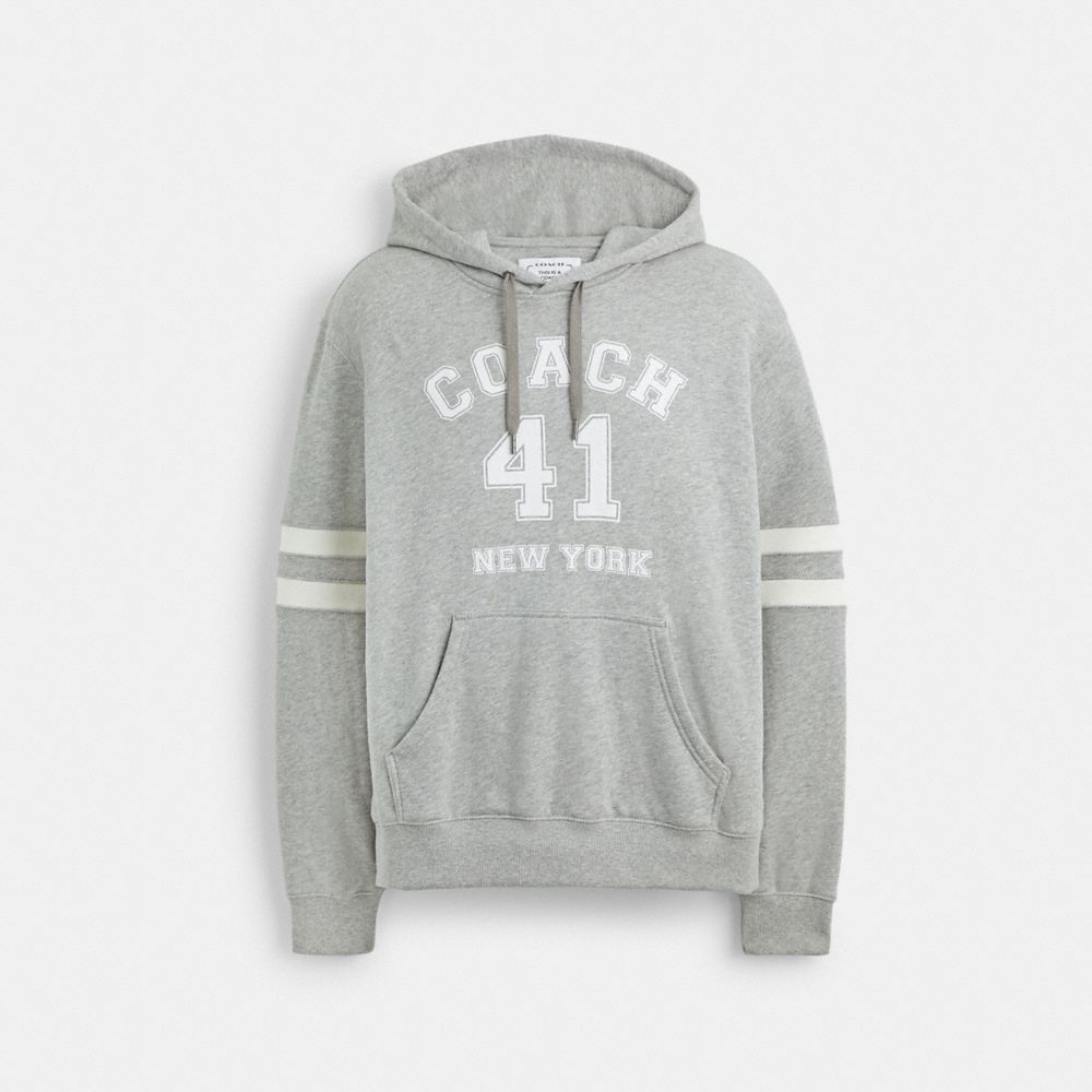 Sudadera con Capucha COACH® Varsity Mujer Gris | COGSQ657