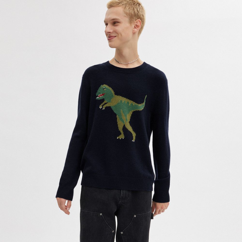 Suéter COACH® Rexy Crewneck Mujer Azul Marino | COXYB599