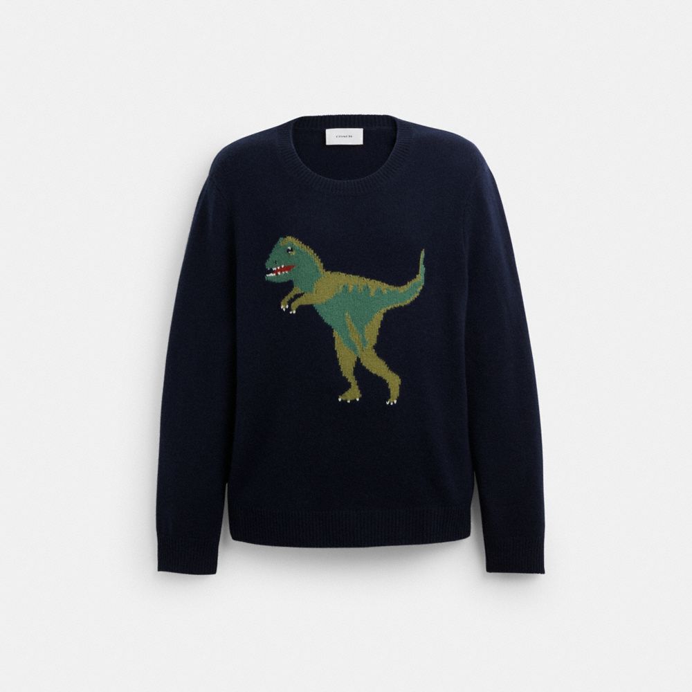 Suéter COACH® Rexy Crewneck Mujer Azul Marino | COXYB599