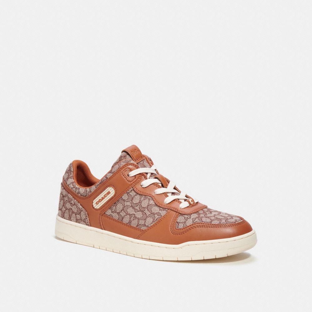 Tenis COACH® C201 In Micro Signature Jacquard Hombre Gris Marrones | COVRQ954