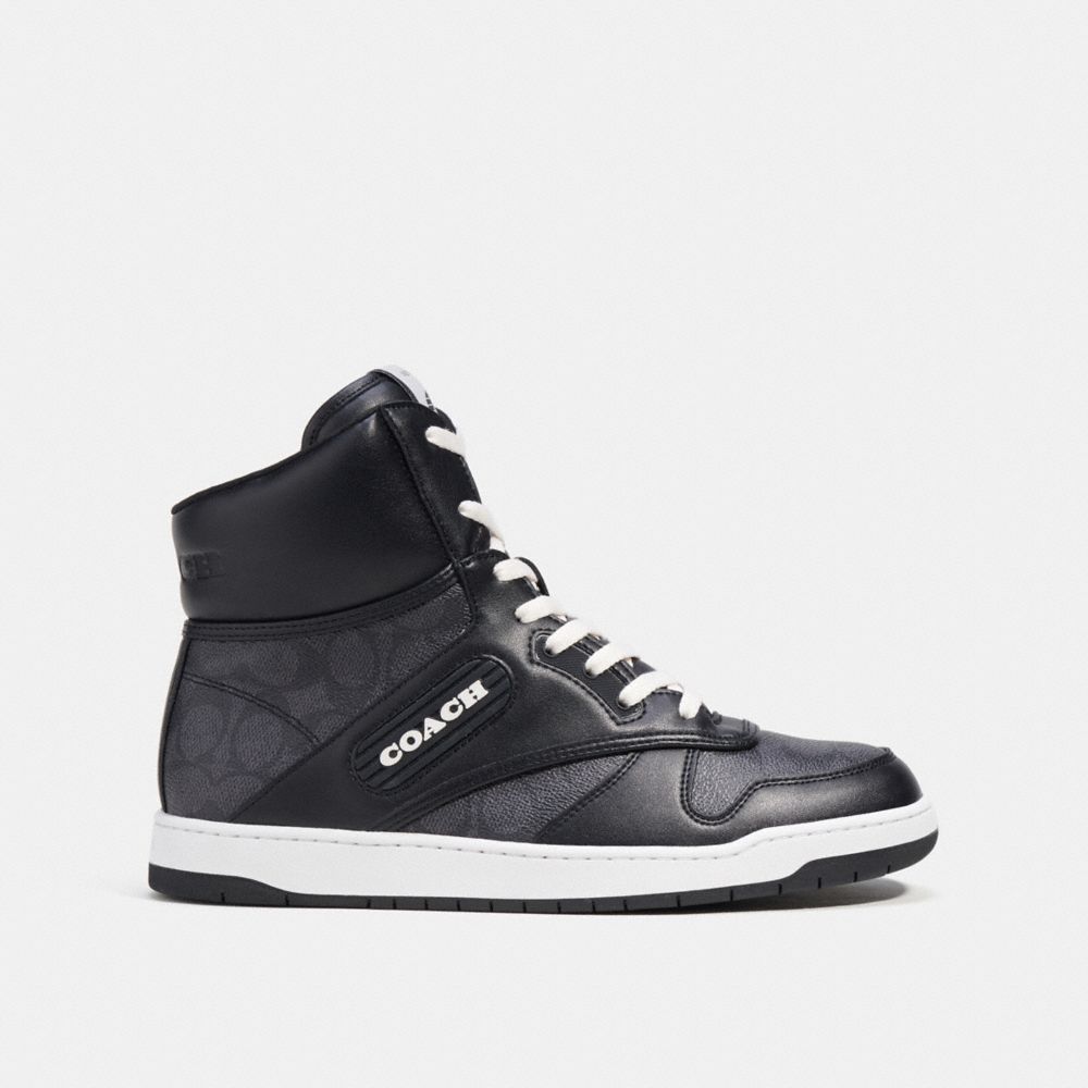 Tenis COACH® C202 High Top In Signature Canvas Hombre Gris Negras | COGSZ946