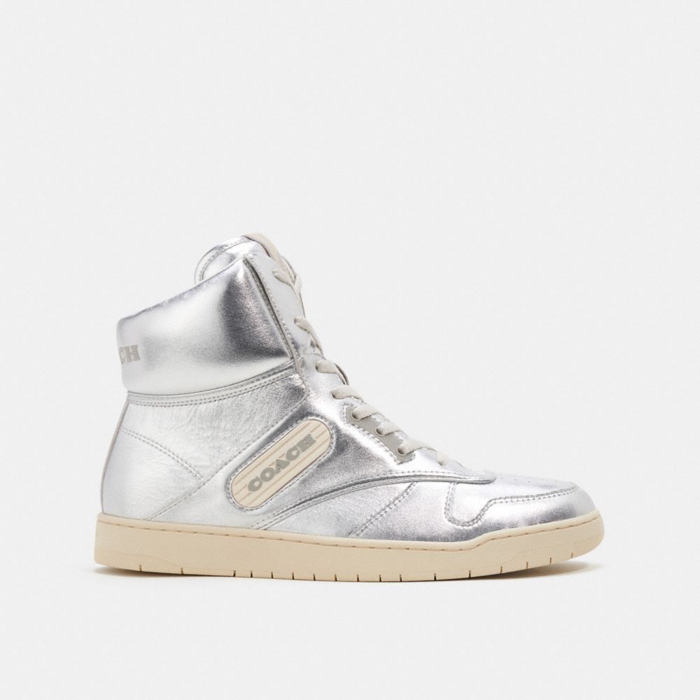 Tenis COACH® C202 High Top Mujer Plateadas | COGSM709