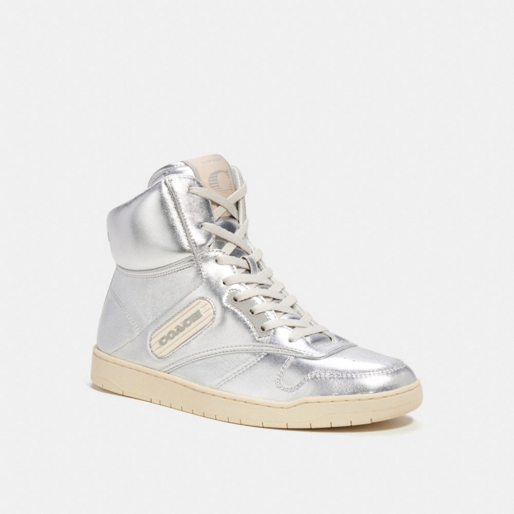 Tenis COACH® C202 High Top Mujer Plateadas | COGSM709