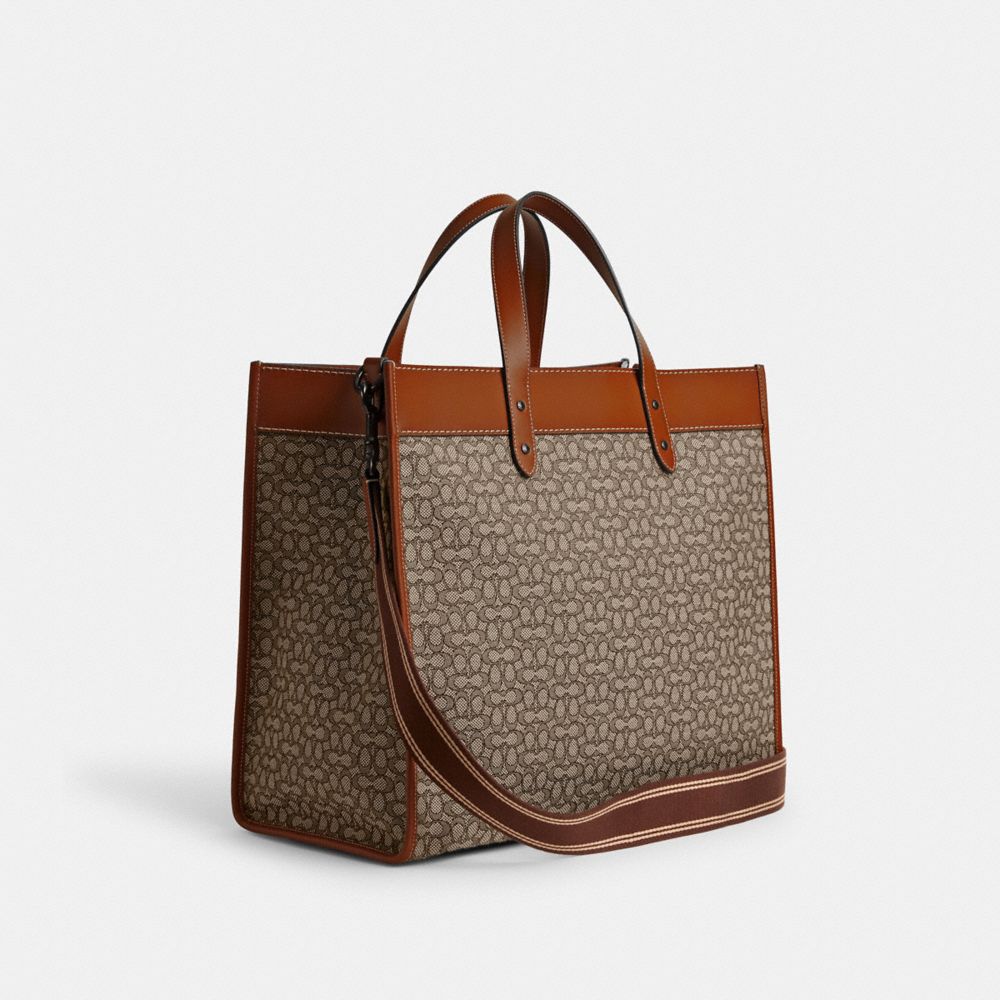 Tote COACH® Field 40 In Micro Signature Jacquard Mujer Gris | COUZG158