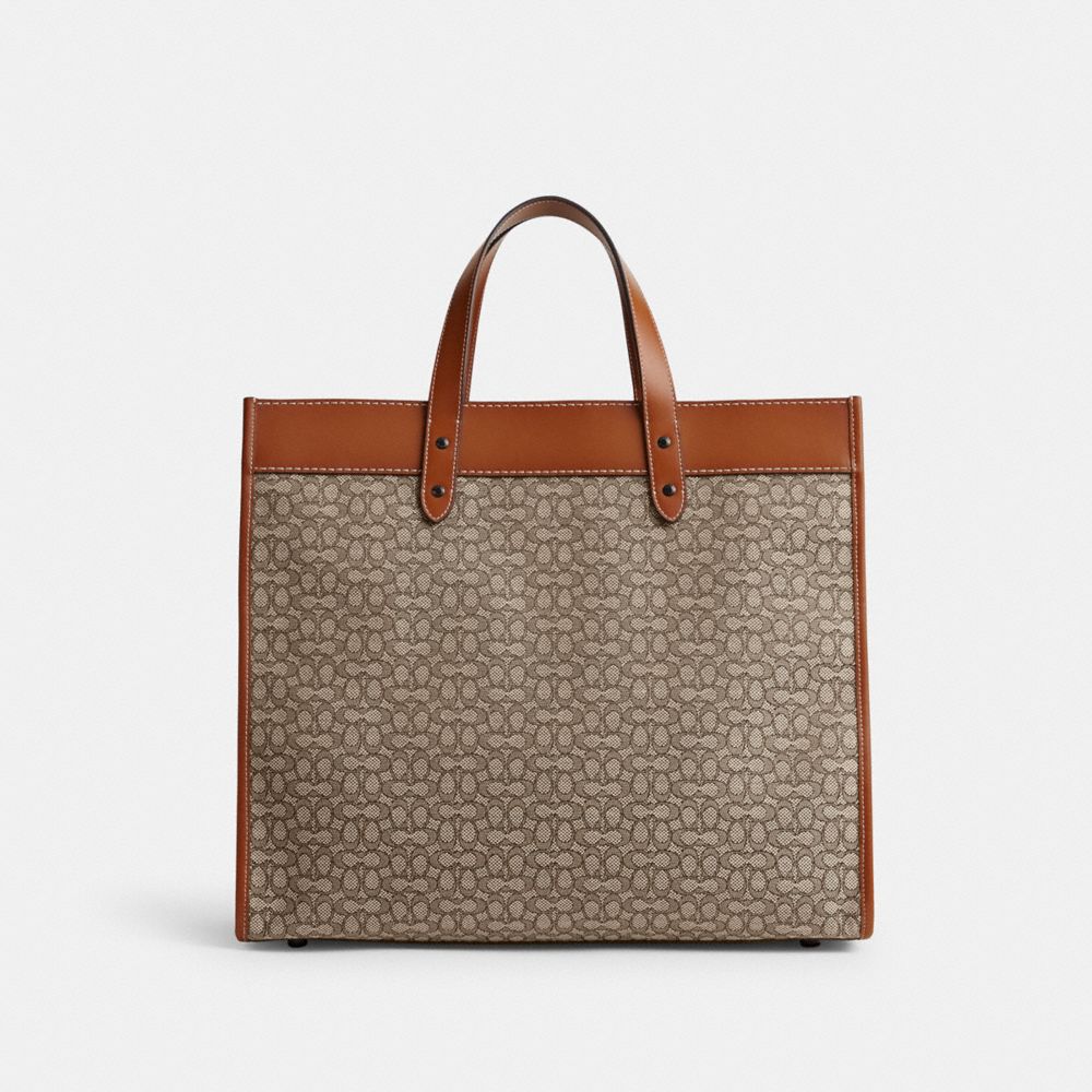 Tote COACH® Field 40 In Micro Signature Jacquard Mujer Gris | COUZG158