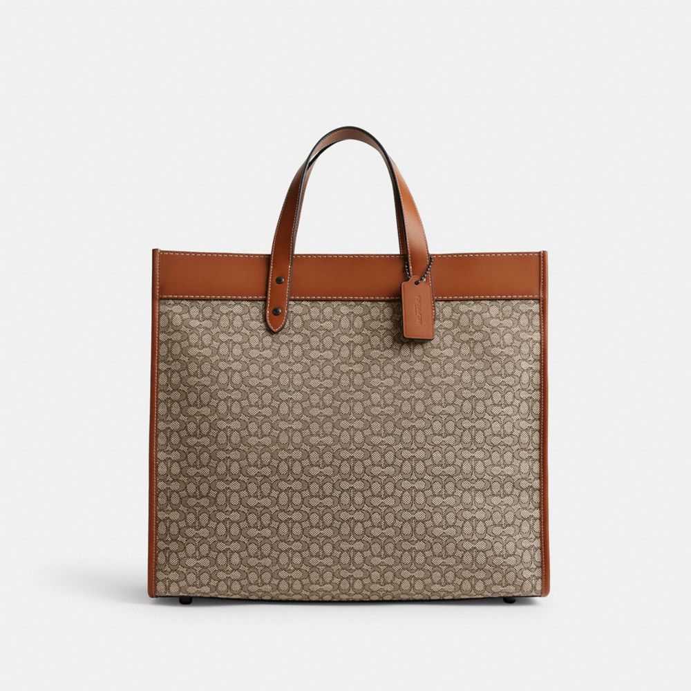 Tote COACH® Field 40 In Micro Signature Jacquard Mujer Gris | COUZG158