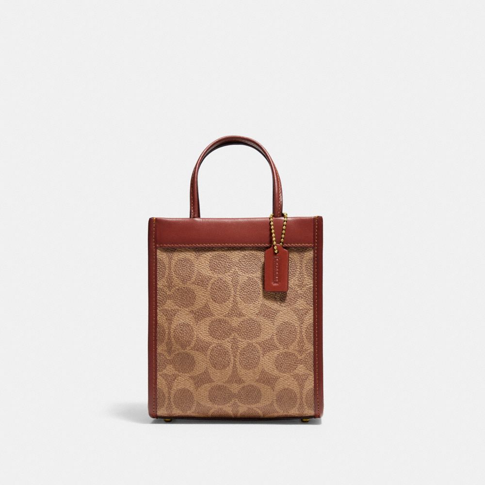 Tote COACH® Mini Cashin In Signature Canvas Mujer Marrones Rojas | COWNP153