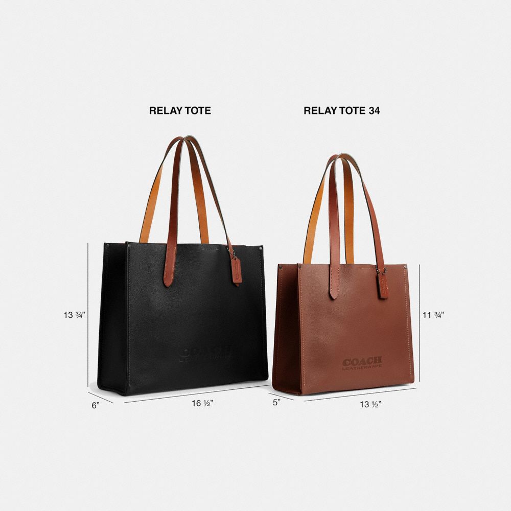 Tote COACH® Relay 34 Mujer Cafe | COYXE146