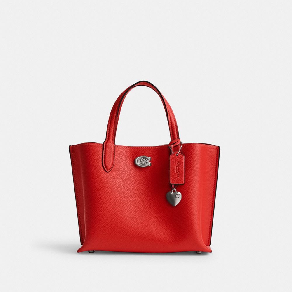 Tote COACH® Willow 24 With Heart Charm Mujer Plateadas Rojas | COLIJ133