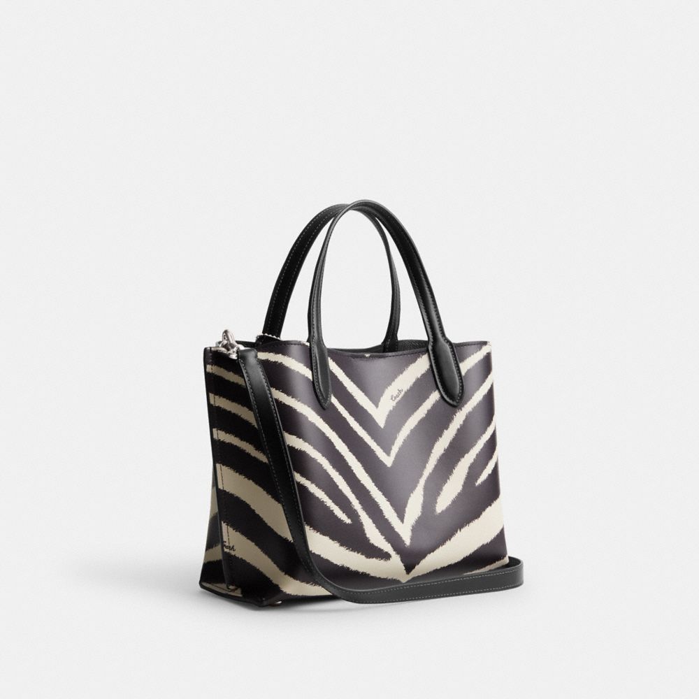 Tote COACH® Willow 24 With Zebra Print Mujer Plateadas | COZUH132