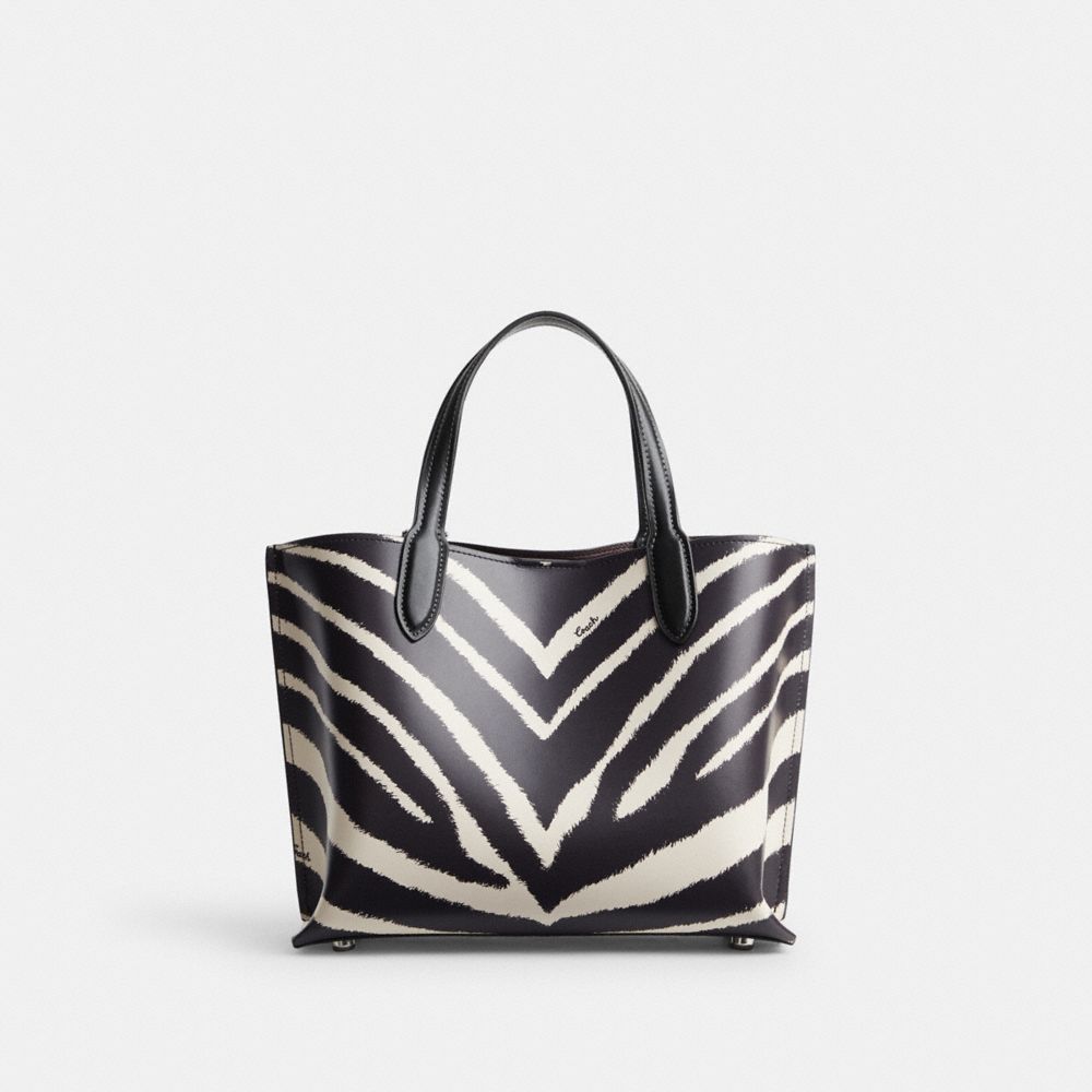 Tote COACH® Willow 24 With Zebra Print Mujer Plateadas | COZUH132