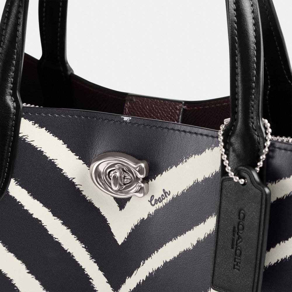 Tote COACH® Willow 24 With Zebra Print Mujer Plateadas | COZUH132