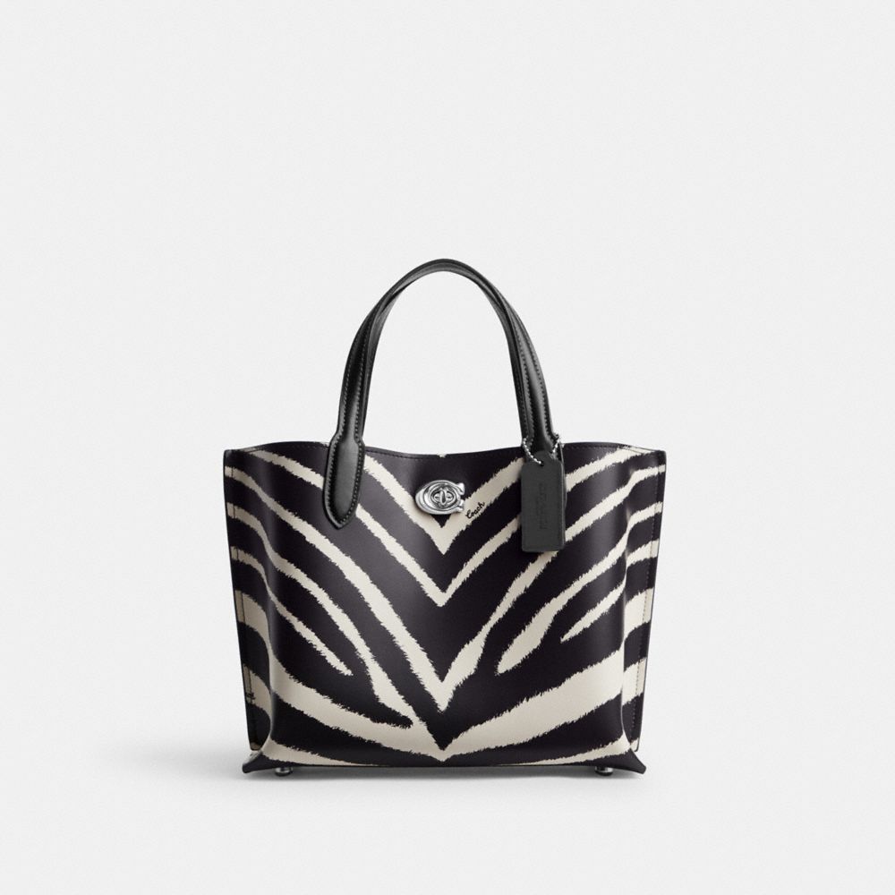 Tote COACH® Willow 24 With Zebra Print Mujer Plateadas | COZUH132