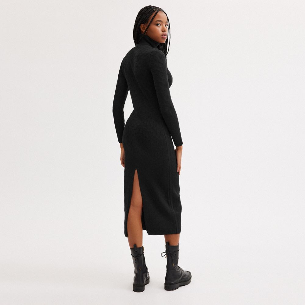 Vestido COACH® Signature Knit Turtleneck Mujer Negras | COEBD669