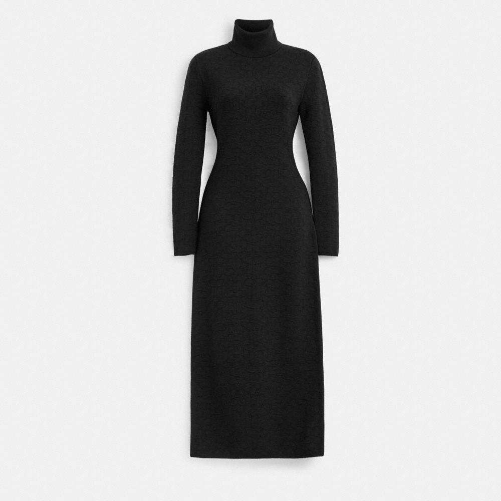 Vestido COACH® Signature Knit Turtleneck Mujer Negras | COEBD669