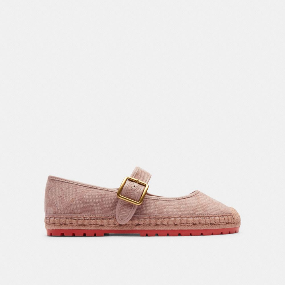 Zapatos Casuales COACH® Courtney Espadrille In Signature Canvas Mujer Rosas Claro | COGSB761