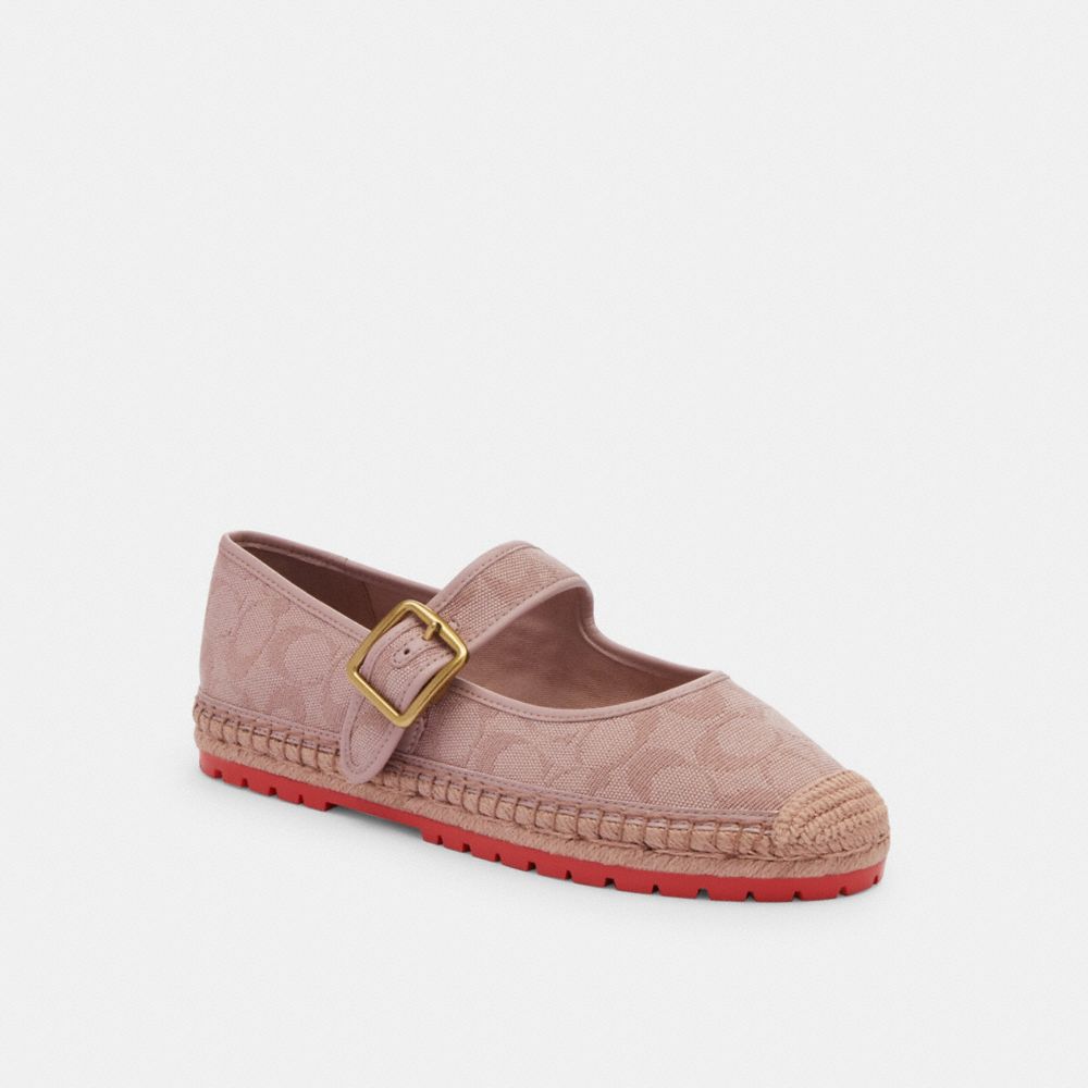 Zapatos Casuales COACH® Courtney Espadrille In Signature Canvas Mujer Rosas Claro | COGSB761