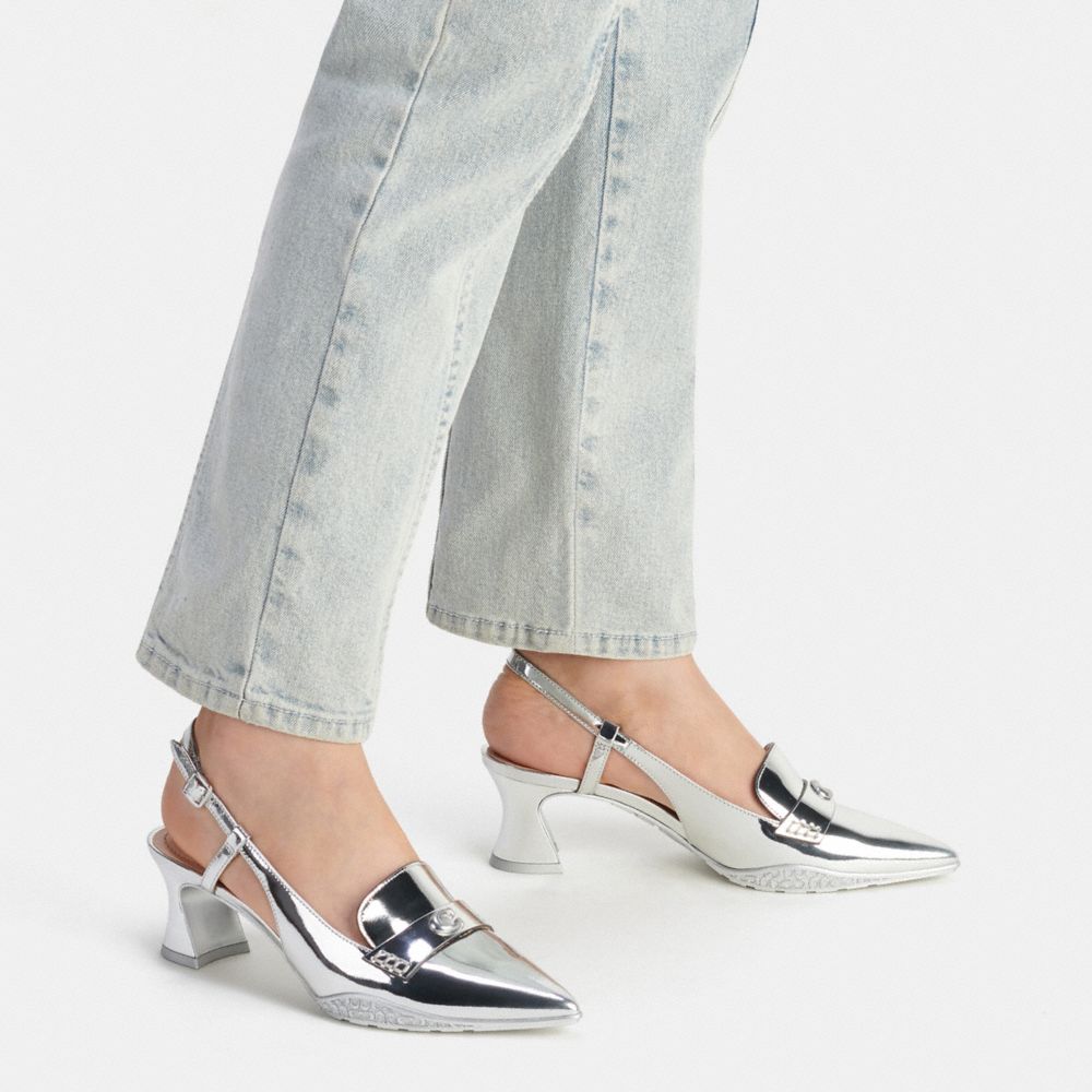 Zapatos Casuales COACH® Nikola Hybrid Slingback In Metallic Mujer Plateadas | COCOG752